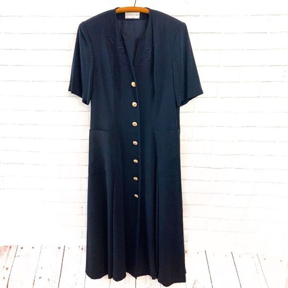 GIVENCHY EN PLUS Navy Button Down Dress